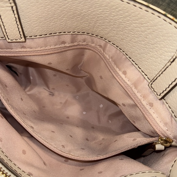 Kate Spade Bag Sam 25th Anniversary Cream Linen Floral Tote with Leather Trim - Picture 9 of 17